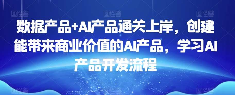 数据产品+AI产品通关上岸，创建能带来商业价值的AI产品，学习AI产品开发流程插图