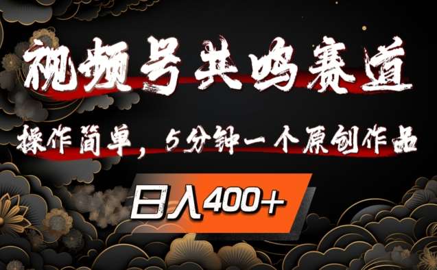 视频号共鸣赛道，操作简单，5分钟1个原创作品，日入几张【揭秘】插图