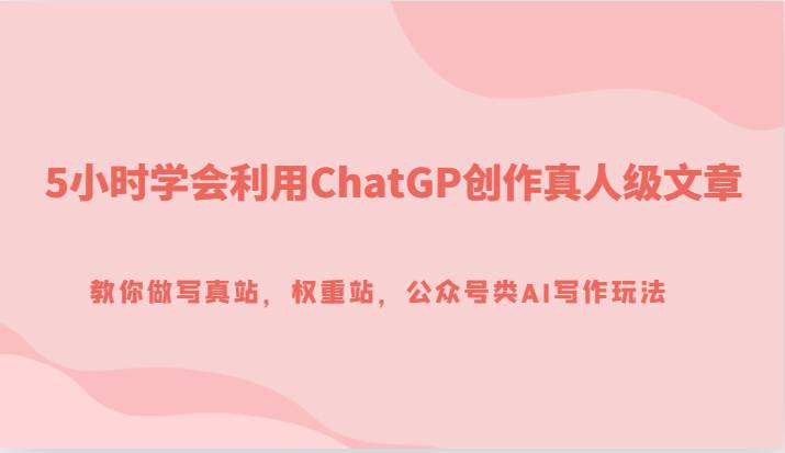 5小时学会利用ChatGP创作真人级文章，教你做写真站，权重站，公众号类AI写作玩法插图