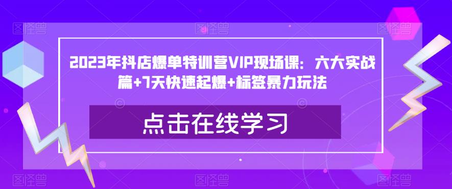 2023年抖店爆单特训营VIP现场课：六大实战篇+7天快速起爆+标签暴力玩法插图