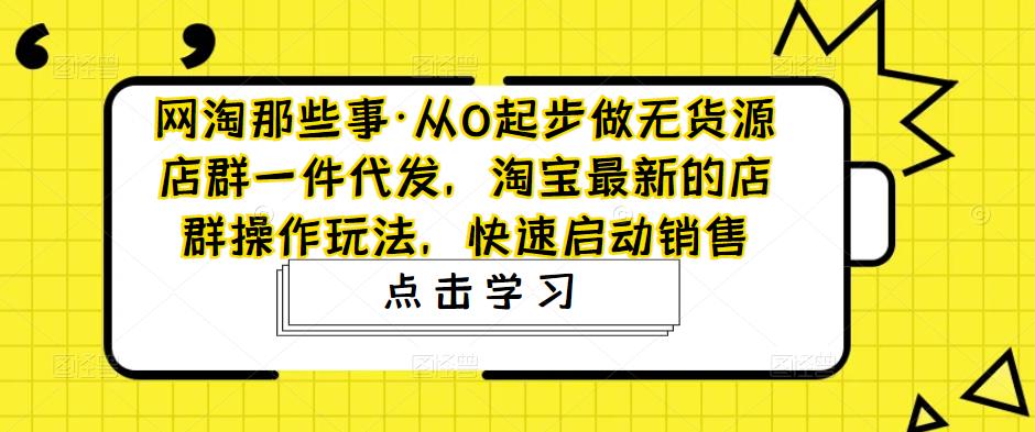 网淘那些事·从0起步做无货源店群一件代发，淘宝最新的店群操作玩法，快速启动销售插图