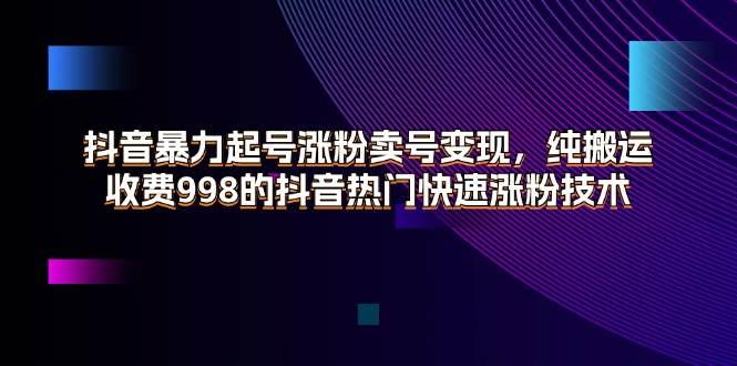 （11656期）抖音暴力起号涨粉卖号变现，纯搬运，收费998的抖音热门快速涨粉技术插图