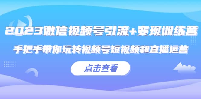 2023微信视频号引流+变现训练营：手把手带你玩转视频号短视频和直播运营插图