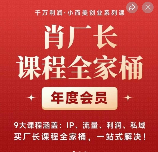 肖厂长课程全家桶，​9大课程涵盖:IP、流量、利润、私域、买厂长课程全家桶，一站式解决！插图