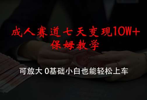 成人赛道七天变现10W+保姆教学，可放大，0基础小白也能轻松上车【揭秘】插图