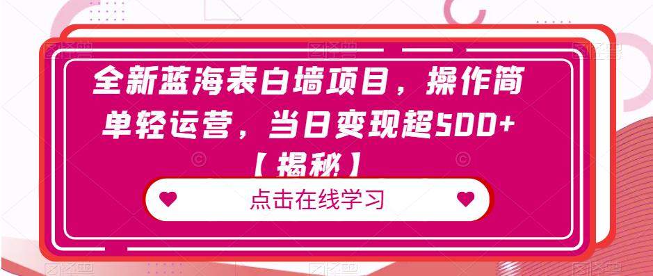 全新蓝海表白墙项目，操作简单轻运营，当日变现超500+【揭秘】插图