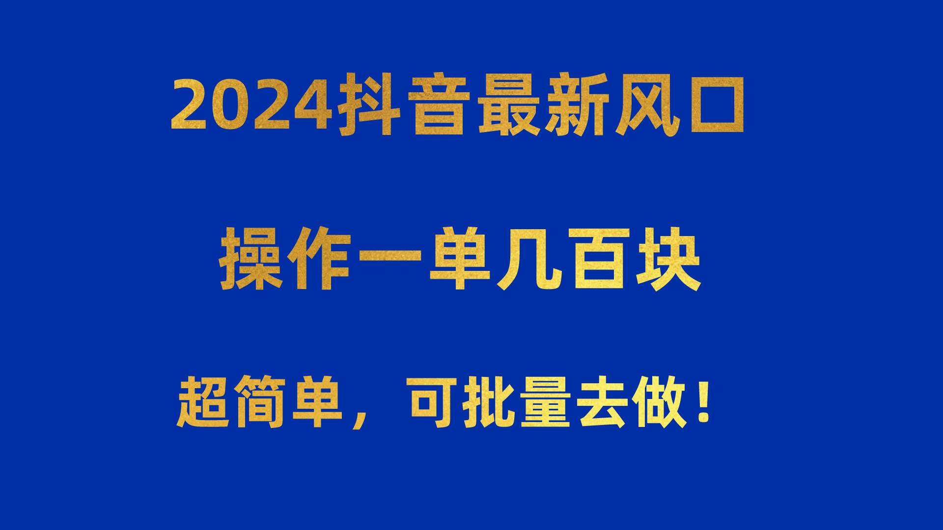 （10413期）2024抖音最新风口！操作一单几百块！超简单，可批量去做！！！插图