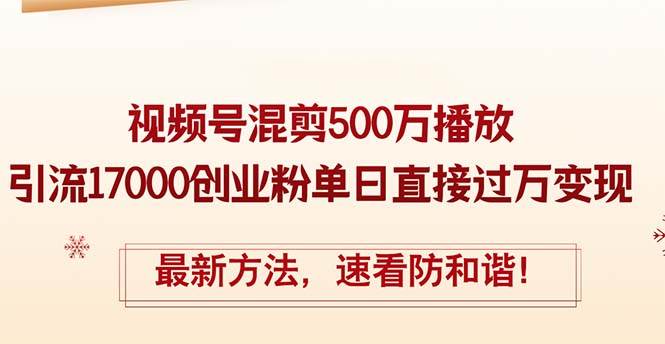 精华帖视频号混剪500万播放引流17000创业粉，单日直接过万变现，最新方…插图