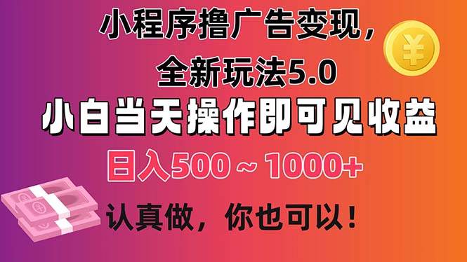 （11290期）小程序撸广告变现，全新玩法5.0，小白当天操作即可上手，日收益 500~1000+插图