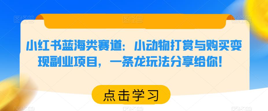 小红书蓝海类赛道：小动物打赏与购买变现副业项目，一条龙玩法分享给你！插图