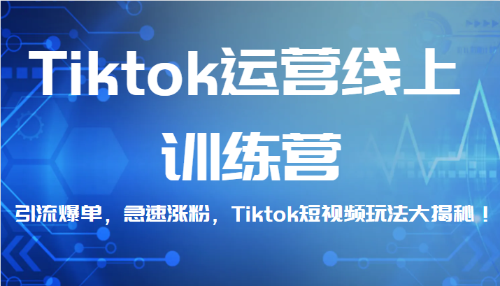 Tiktok运营线上训练营，引流爆单，急速涨粉，Tiktok短视频玩法大揭秘！插图