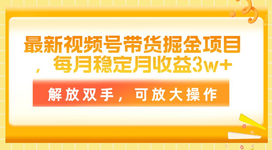 （11010期）最新视频号带货掘金项目，每月稳定月收益3w+，解放双手，可放大操作插图