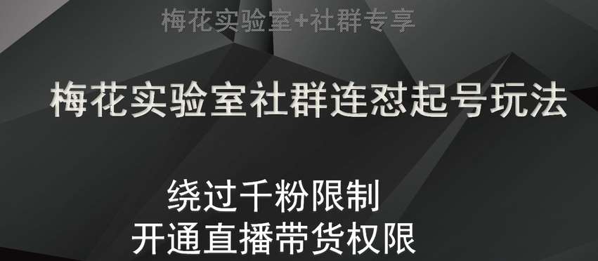 梅花实验室社群连怼起号玩法，视频号绕过千粉限制，开通直播带货权限【揭秘】插图