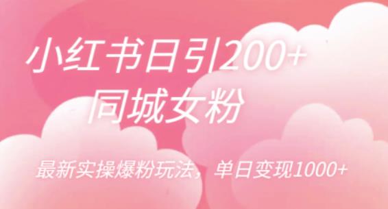 小红书日引200+同城女粉，最新实操爆粉玩法，单日变现1000+【揭秘】插图