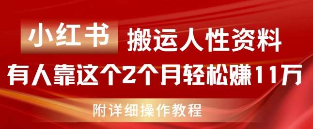 小红书搬运人性资料，有人靠这个2个月轻松赚11w，附教程【揭秘】插图