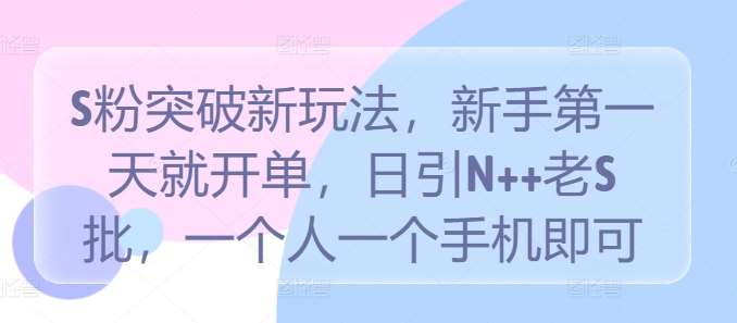 S粉突破新玩法，新手第一天就开单，日引N++老S批，一个人一个手机即可【揭秘】插图