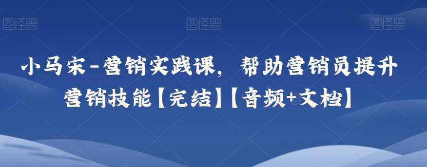 小马宋-营销实践课，帮助营销员提升营销技能【完结】【音频+文档】插图