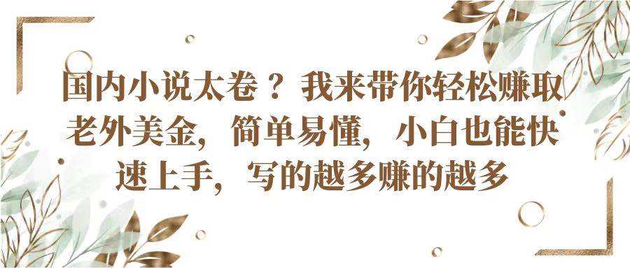 国内小说太卷？带你轻松赚取老外美金，简单易懂小白也能快速上手，写的越多赚的越多插图