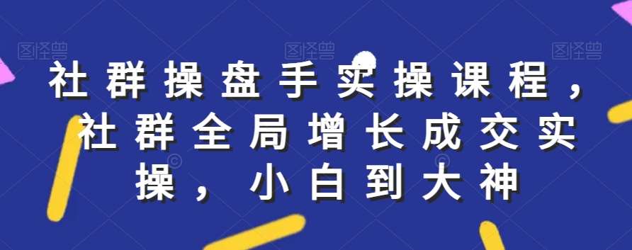 社群实操课程，社群全局增长成交实操，小白到大神插图