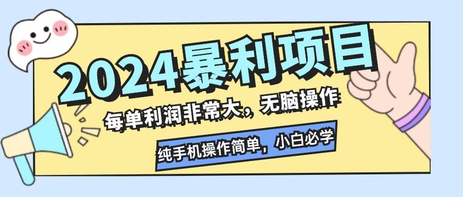 （12130期）2024暴利项目，每单利润非常大，无脑操作，纯手机操作简单，小白必学项目插图