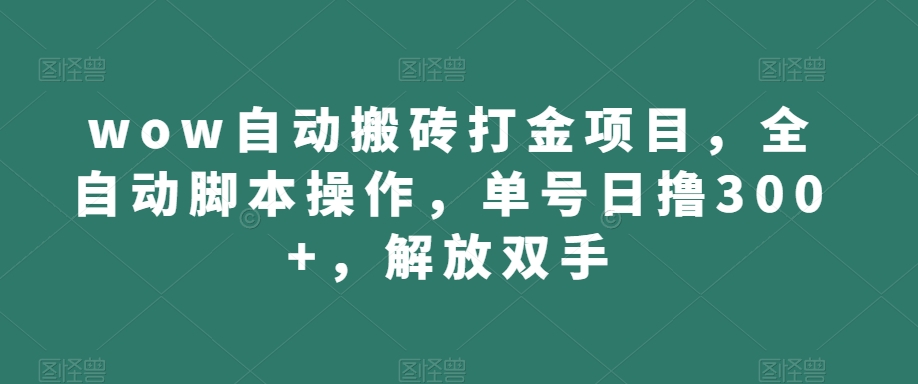 wow自动搬砖打金项目，全自动脚本操作，单号日撸300+，解放双手【揭秘】插图