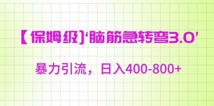 保姆级脑筋急转弯3.0，暴力引流，日入400-800+【揭秘】插图