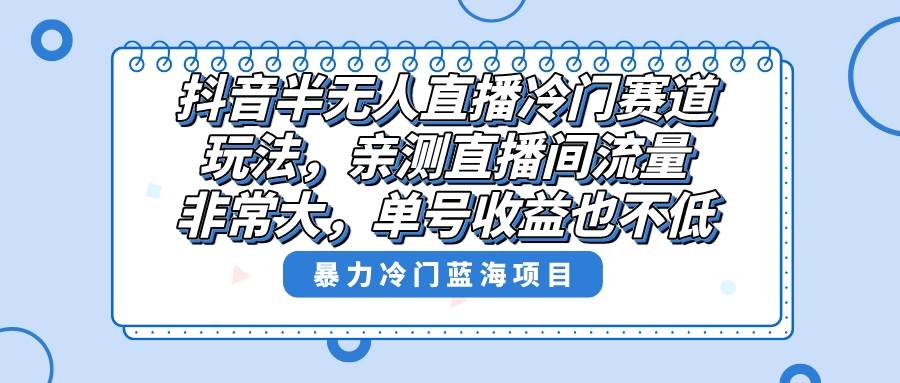 （8667期）抖音半无人直播冷门赛道玩法，直播间流量非常大，单号收益也不低！插图