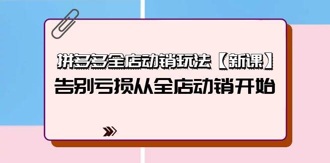 （9974期）拼多多全店动销玩法【新课】，告别亏损从全店动销开始（4节视频课）插图