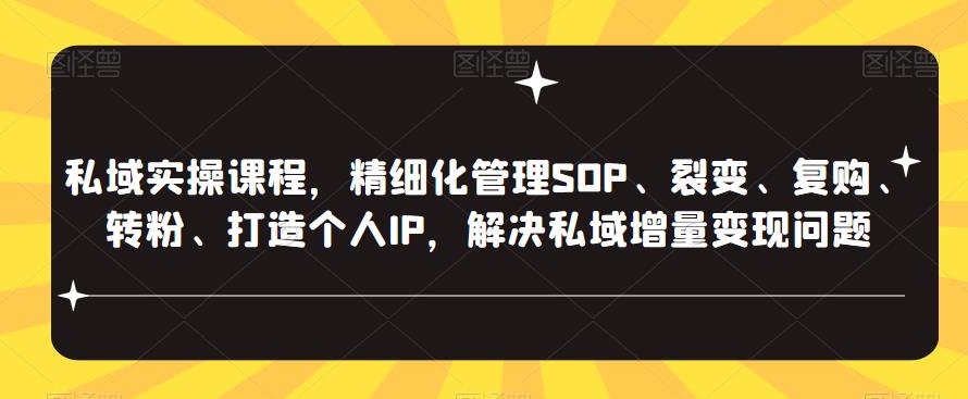 私域实操课程，精细化管理SOP、裂变、复购、转粉、打造个人IP，解决私域增量变现问题插图