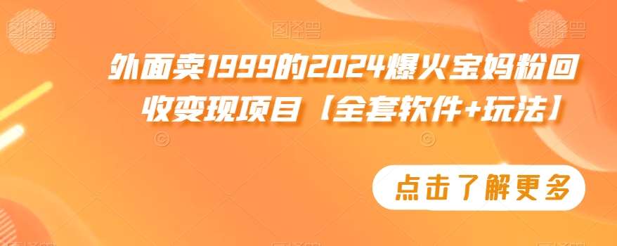 外面卖1999的2024爆火宝妈粉回收变现项目【全套软件+玩法】【揭秘】插图