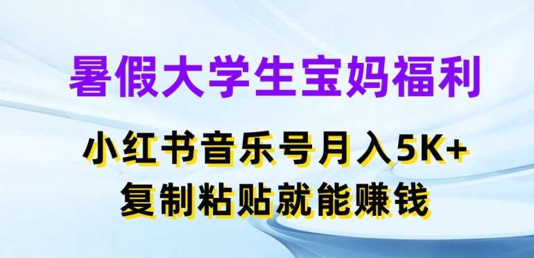 暑假大学生宝妈福利，小红书音乐号月入5000+，复制粘贴就能赚钱【揭秘】插图