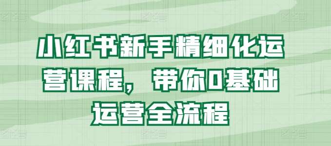 小红书新手精细化运营课程，带你0基础运营全流程插图