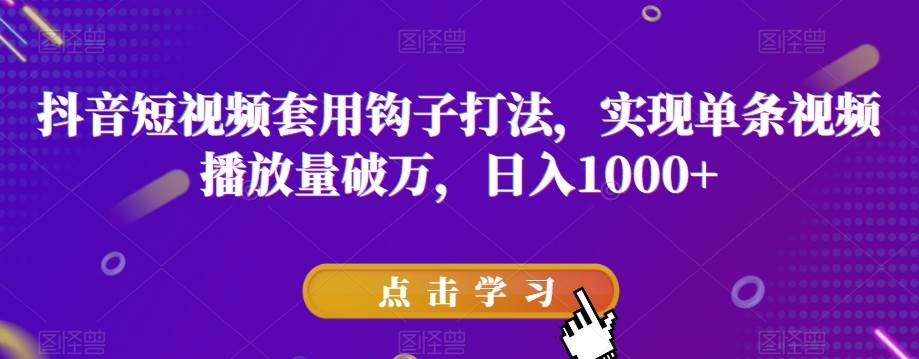 抖音短视频套用钩子打法，实现单条视频播放量破万，日入1000+【揭秘】插图