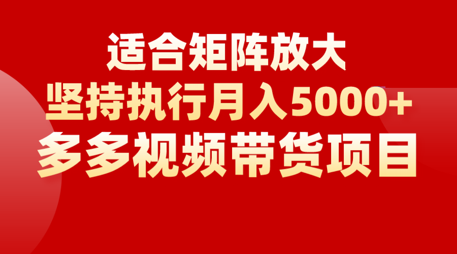 矩阵操作月入5000+，多多视频带货项目，适合新手，也适合老手放大插图