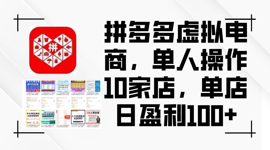 （12267期）拼多多虚拟电商，单人操作10家店，单店日盈利100+插图