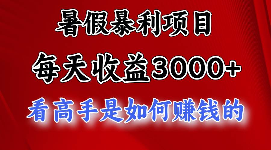 （11422期）暑假暴利项目，每天收益3000+ 努努力能达到5000+，暑假大流量来了插图