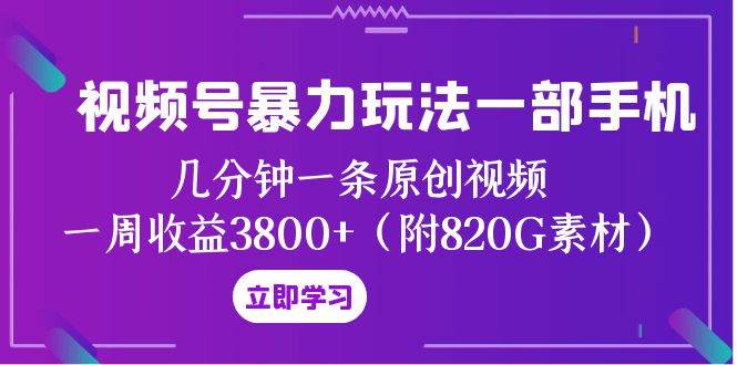 （8017期）视频号暴力玩法一部手机 几分钟一条原创视频 一周收益3800+（附820G素材）插图