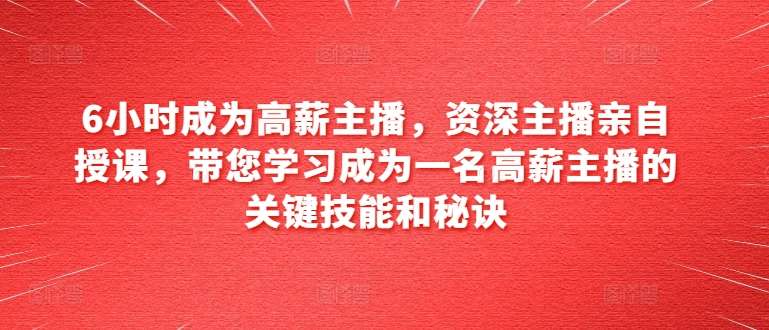 6小时成为高薪主播，资深主播亲自授课，带您学习成为一名高薪主播的关键技能和秘诀插图