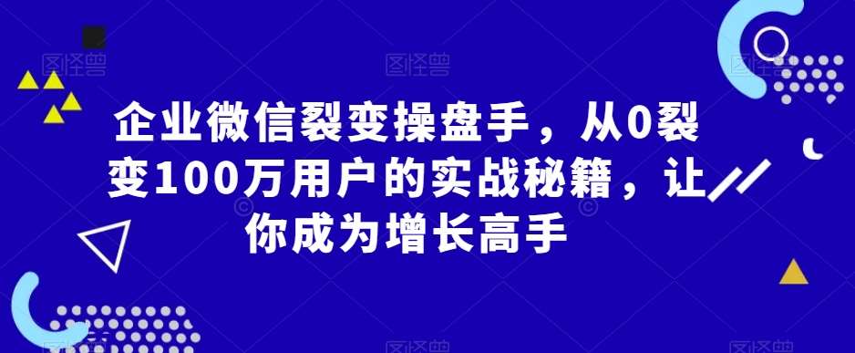 企业微信裂变操盘手，从0裂变100万用户的实战秘籍，让你成为增长高手插图