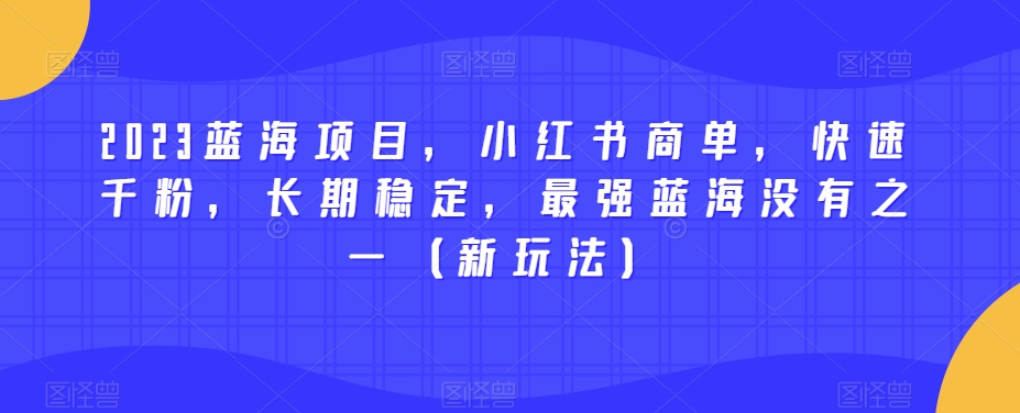 2023蓝海项目，小红书商单，快速千粉，长期稳定，最强蓝海没有之一（新玩法）插图