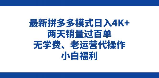 （11189期）拼多多最新模式日入4K+两天销量过百单，无学费、老运营代操作、小白福利插图