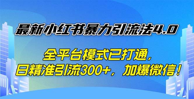 （12505期）最新小红书暴力引流法4.0， 全平台模式已打通，日精准引流300+，加爆微…插图