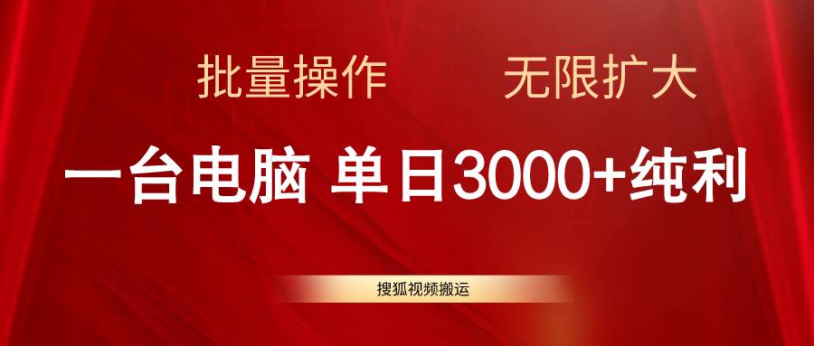 （11064期）搜狐视频搬运，一台电脑单日3000+，批量操作，可无限扩大插图