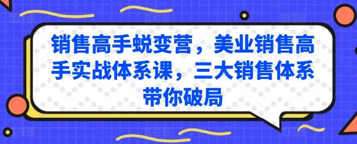 销售高手蜕变营，美业销售高手实战体系课，三大销售体系带你破局插图