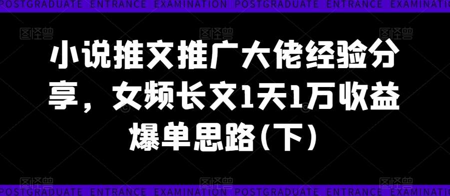 小说推文推广大佬经验分享，女频长文1天1万收益爆单思路(下)插图