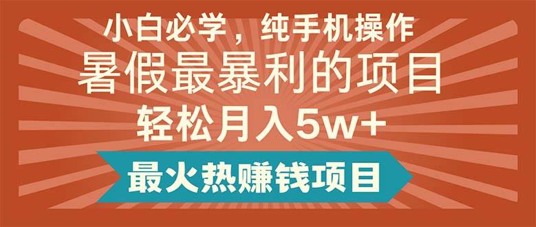 （11583期）小白必学，纯手机操作，暑假最暴利的项目轻松月入5w+最火热赚钱项目插图