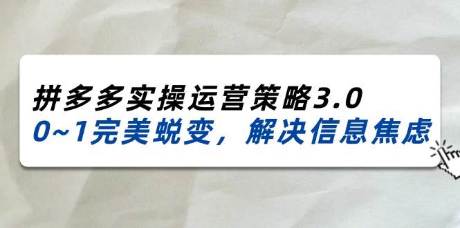 （11658期）2024_2025拼多多实操运营策略3.0，0~1完美蜕变，解决信息焦虑（38节）插图