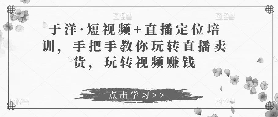 于洋·短视频+直播定位培训，手把手教你玩转直播卖货，玩转视频赚钱插图