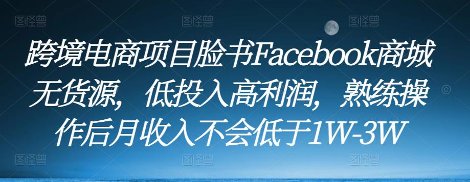 跨境电商项目脸书Facebook商城无货源，低投入高利润，熟练操作后月收入不会低于1W-3W插图