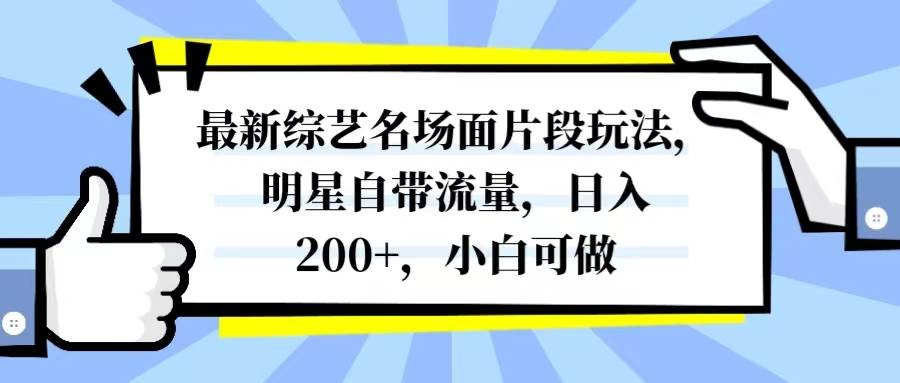 最新综艺名场面片段玩法，明星自带流量，日入200+，小白可做插图